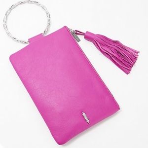 THACKER Leather Clutch with Twisted Ring Handle